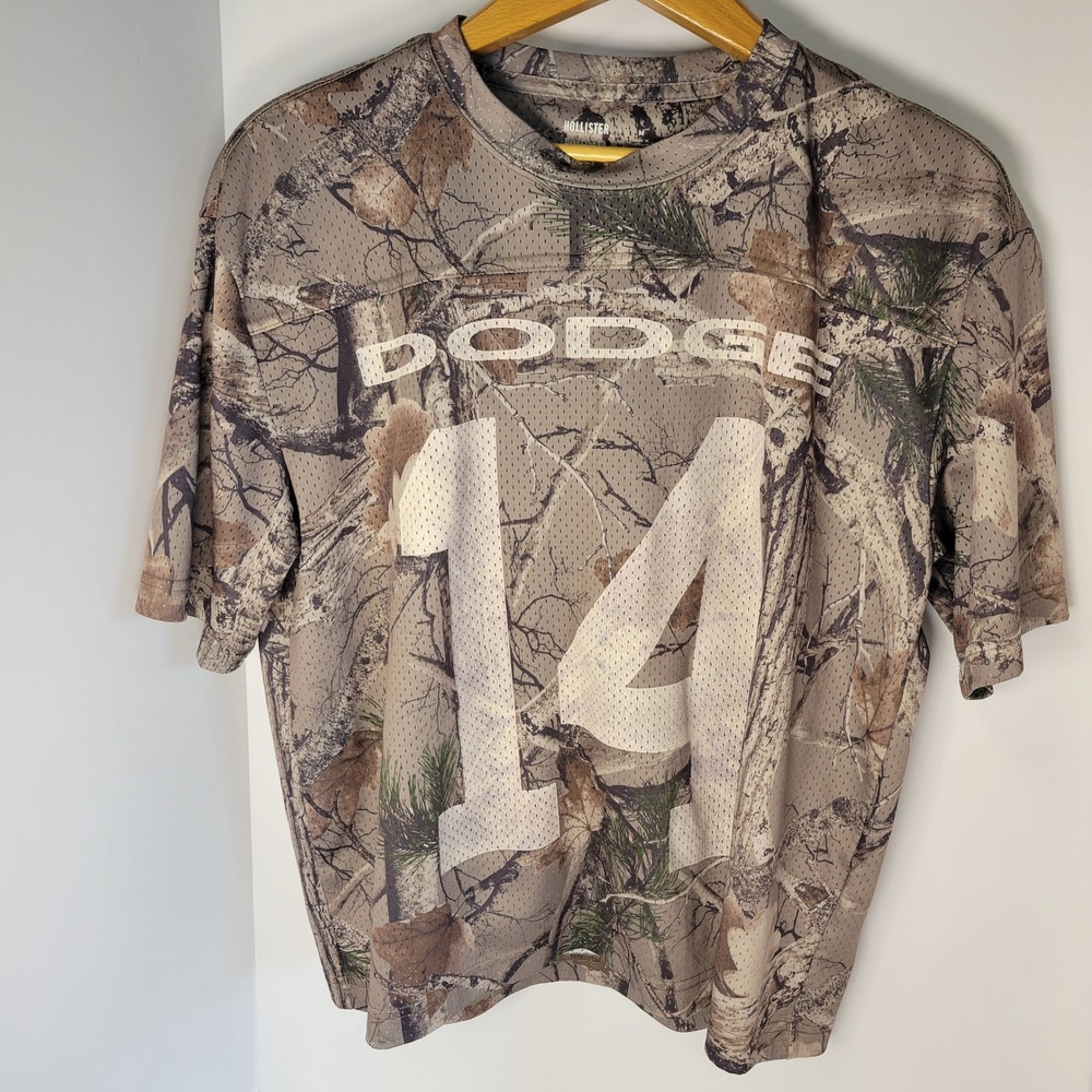 Hollister Dodge Hellcat 14 Camo Mesh Jersey Boxy Crop Fit Camouflage Medium